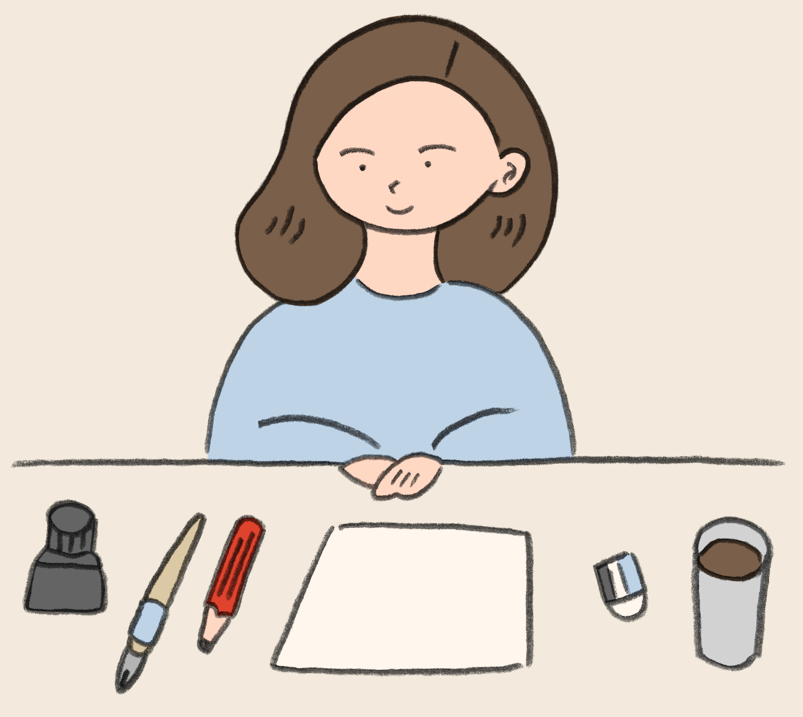 伴綾子のプロフィールイラスト