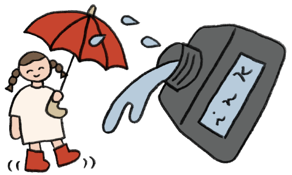 インクの雨と女の子の手描きイラスト