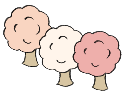 梅と桜の木の手描きイラスト