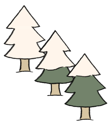 雪の積もる冬の木の手描きイラスト
