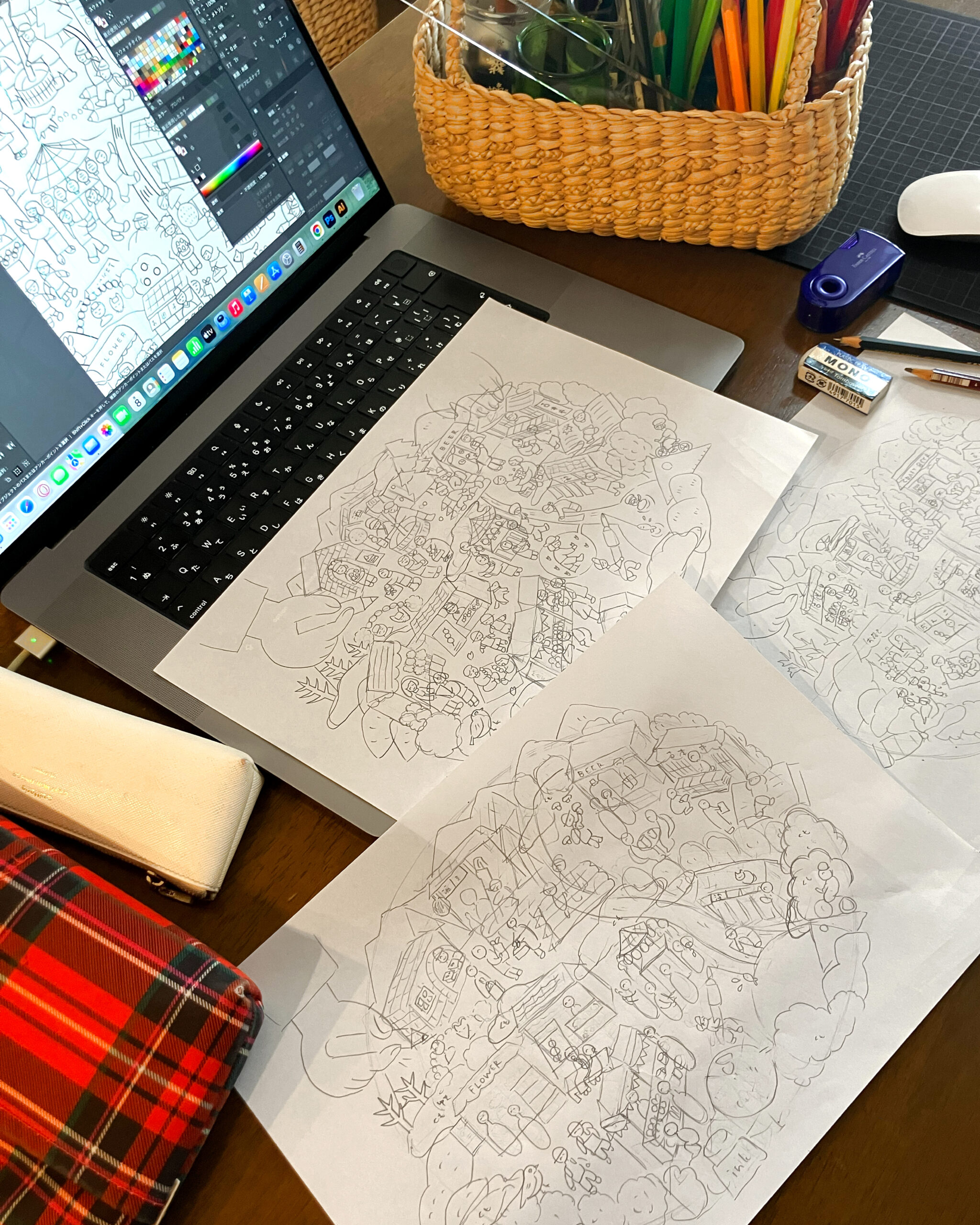 Instagram投稿のイラスト制作風景